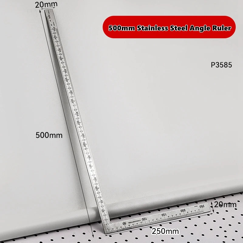 300/500mm Aluminum Alloy Square Ruler Right Angle 90° Turning Ruler Woodworking Ruler Steel Turning Ruler Measuring Tools Gauge