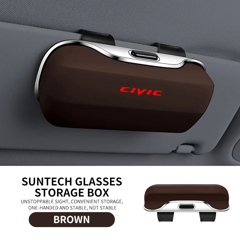 Car Eyewear Case Box Sunglasses Holder Sun Visor Storage Protective Frame Box Glasses Clip For Honda Civic 7 8 9 10 11Th Gen