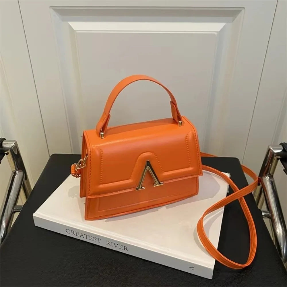 Casual Retro Shoulder Bag Candy Color Street Trend Crossbody Bag PU Material Large Capacity Ladies Handbag