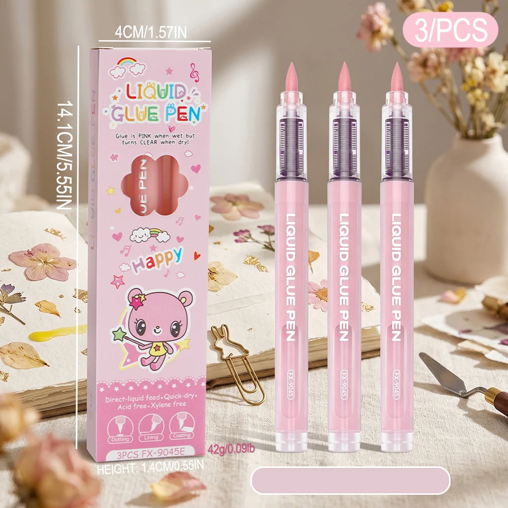 Cute Cartoon Liquid Glue Pen Quick Dry Invisible Fine Tip Adhesive Pen DIY Scrapbooking Craft Journal  Office School Stationery