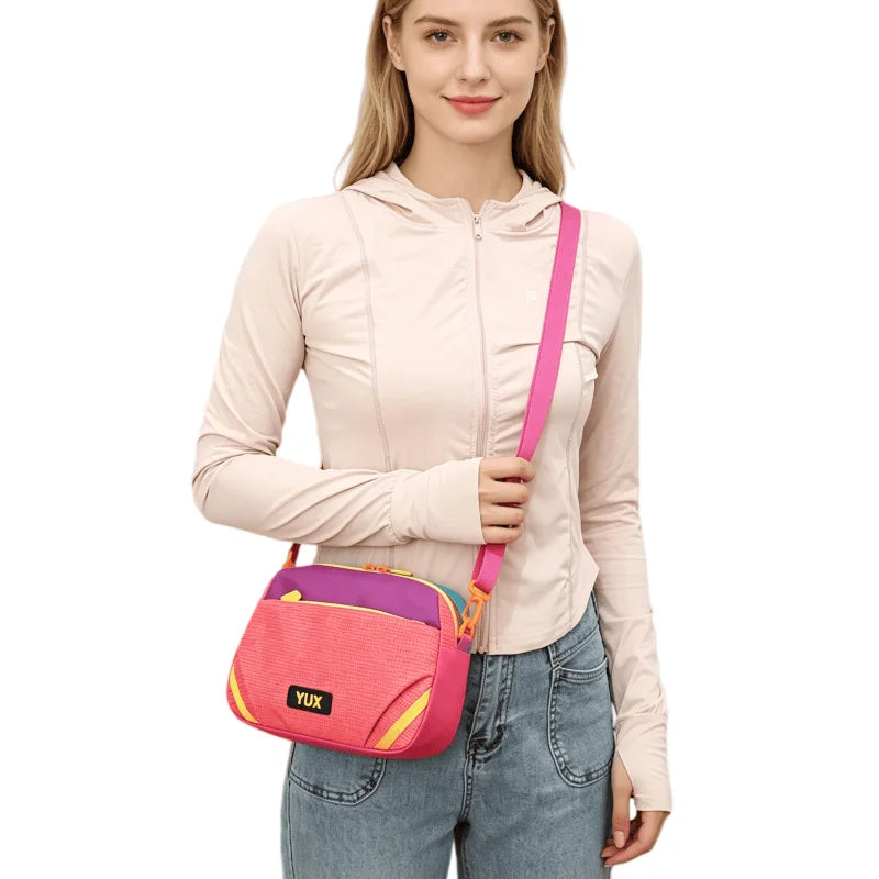 Women's Multi-Color Lightweight Nylon Crossbody Bag Casual Small Backpack Outdoor Sport Travel Daypack Colorblock Fashion Phone