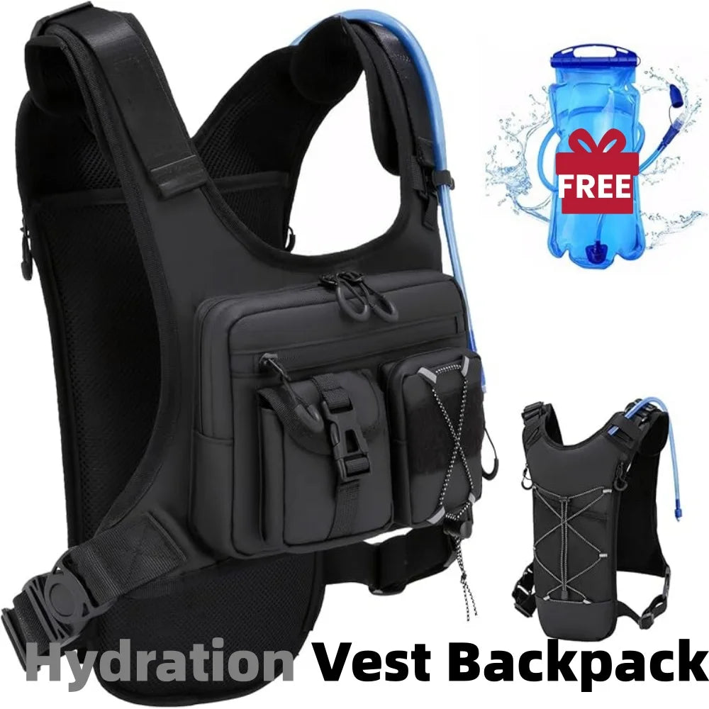 Multi-functional Lightweight Chest Bag Oxford Cloth Water Resistant Running Vest Bag Hydration Vest Backpack Tactical Pack