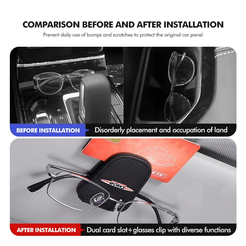 Magnetic Car Glasses Holder Sunshade Platep Card Ticket Clip For MINI Cooper Works R56 F56 R53 R60 Clubman JCW Countryman