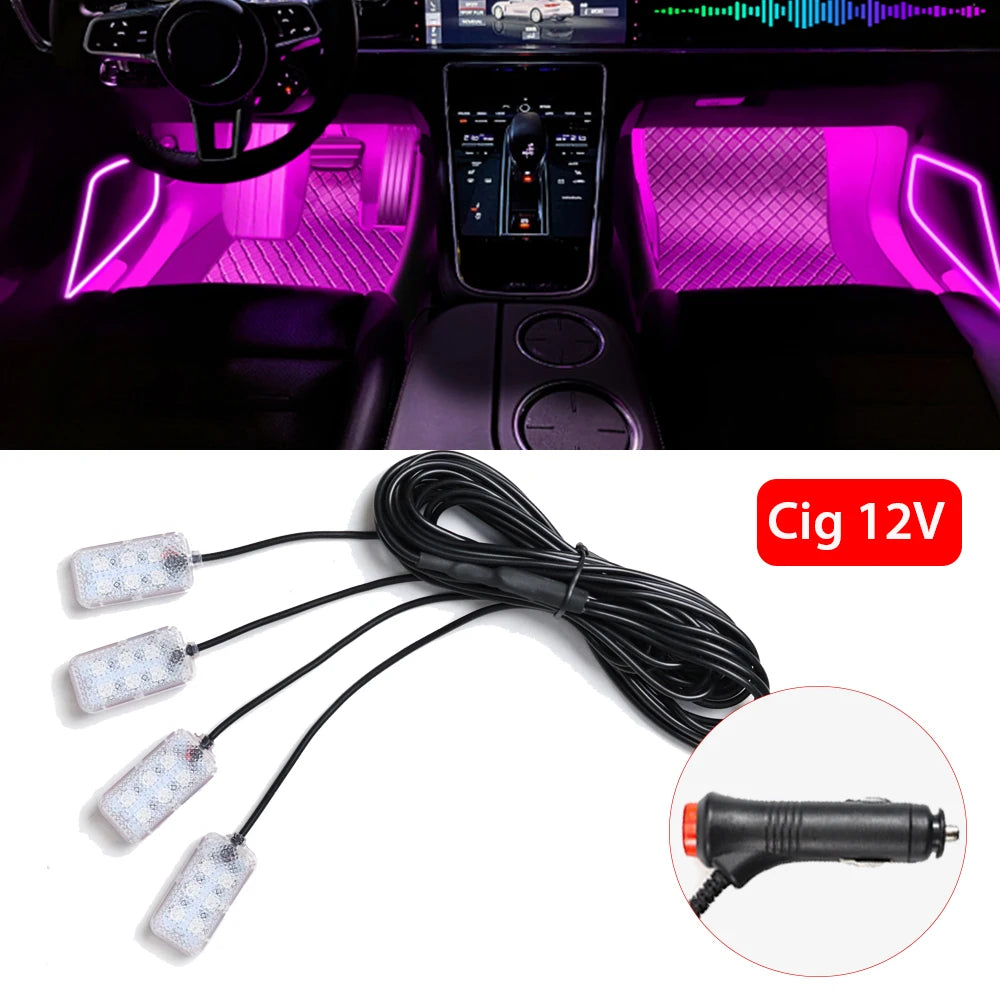 Foot Light Car Accessories ﻿LED Car Interior Ambient Foot Light with USB Atmosphere Decorative Lamps