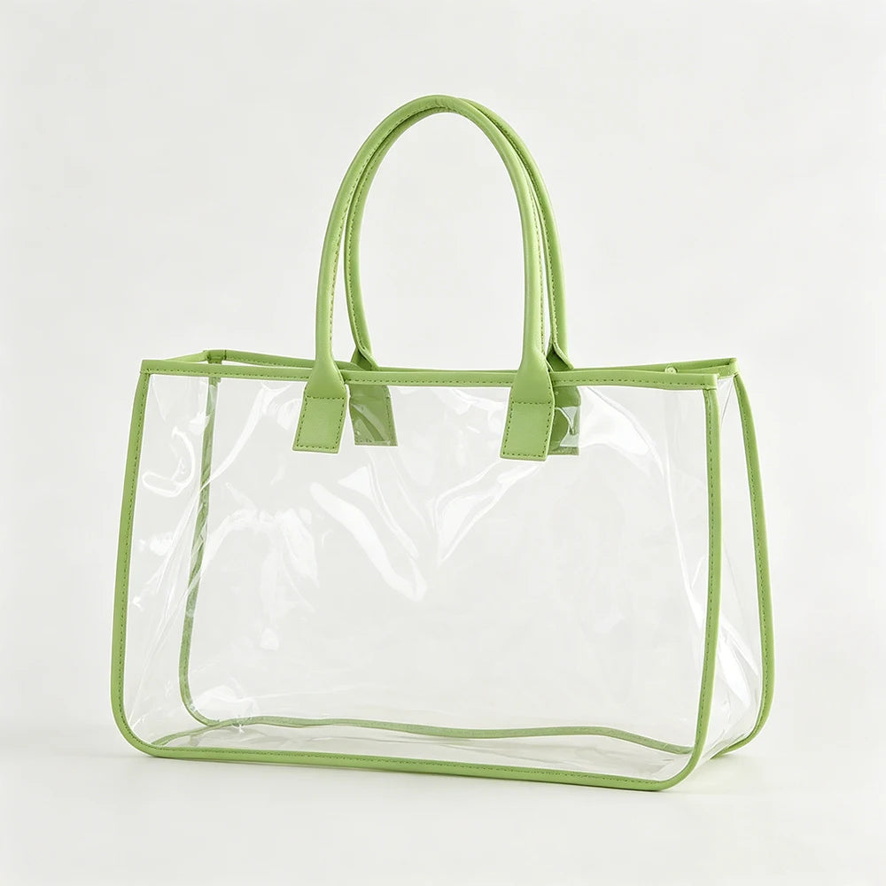 Clear Beach Bag for Women Waterproof PVC Tote Large Capacity See-Through Travel Bag for Pool Gym Essentials Beach Towel Storage