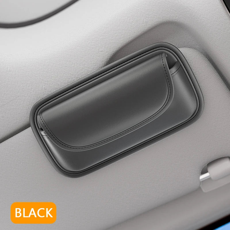 SEAMETAL Car Visor Glasses Case Leatherette Large-Capacity Sunglasses Holder Sun Visor Eyeglasses Protection Box Scratch-Free