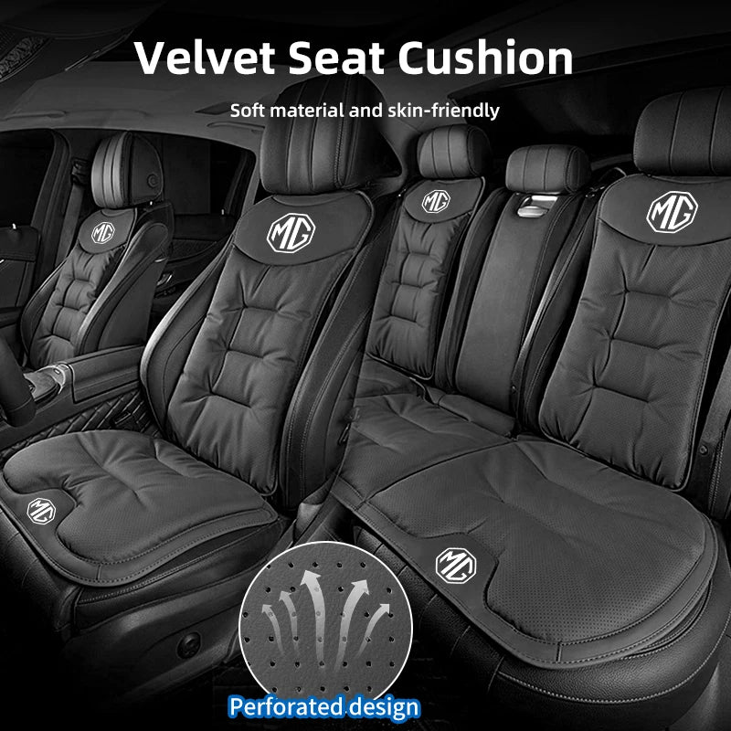 Car Velvet Cushion Leather Backrest Waist Pad Protector Cover Accessories For Morris Garages MG 3 5 6 7 HS ZS GS Hector TF GT ZR