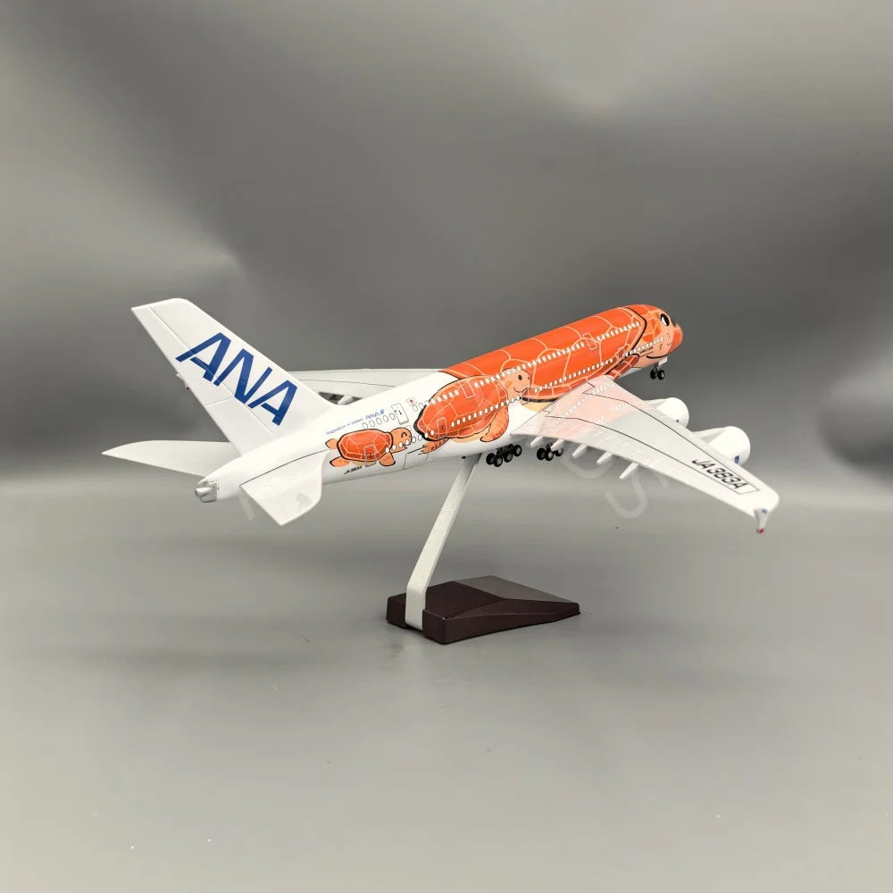 1:160 scale aircraft 47CM Japan Air ANA Toys A380 Model Plane Cartoon Orange Sea Turtle Airlines Diecast airplane kids toys