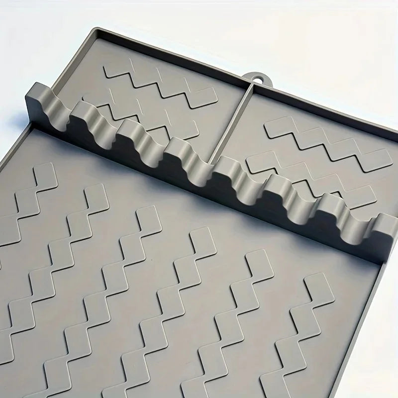 Silicone  Mat for Side Burner Rack Kitchen Utensil Storage Holder Outdoor Grill Countertop Silicone Pad with Drip Tray