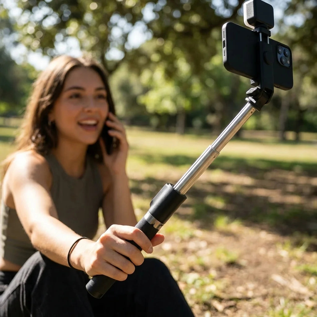 Selfie Stick Tripod Bluetooth, 70cm Extendable Aluminum Phone Tripod Stand, 360° Rotation Wireless Remote, Portable Mini Selfie