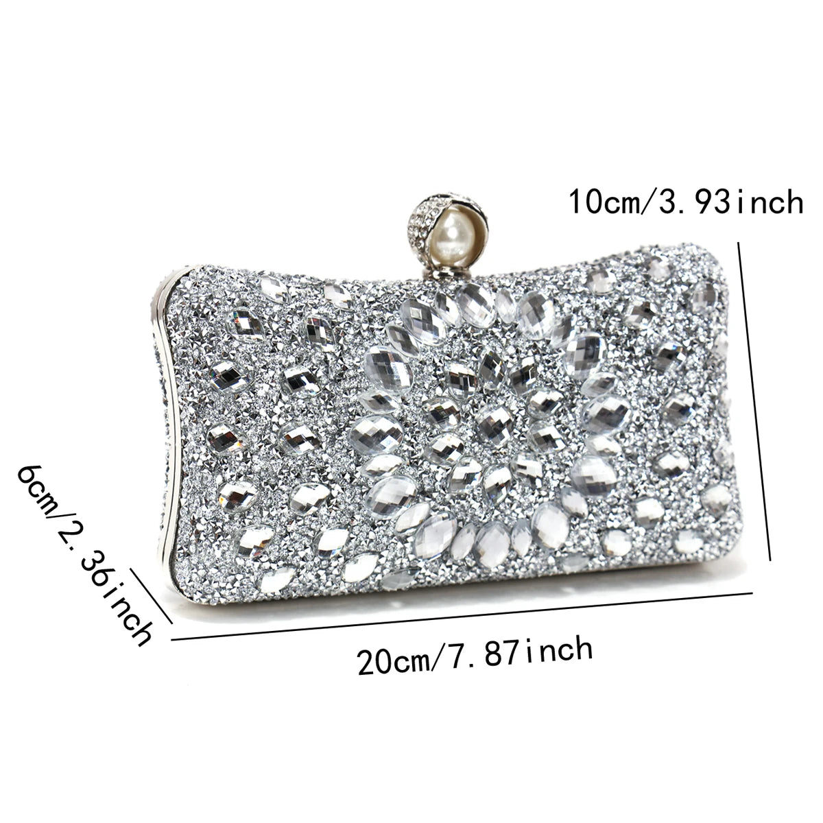 Golden Metal Pearl Rhinestones Glitter Evening Bags Small Lady Prom Dinner Luxury Night Gift Girlfriend Purse Acrylic Diamonds E