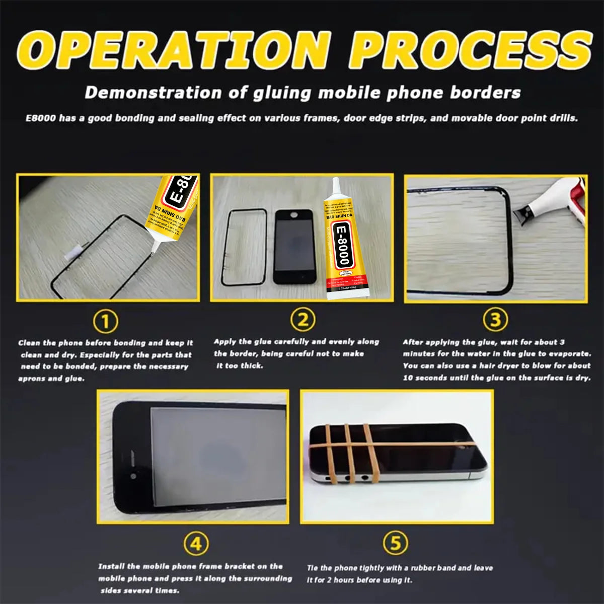 E8000 Glue For Phone Screen Repair Strong Transparent Super Adhesive Glass Jewelry DIY Crafts Touch Screen Tools 15/25/50/110ml