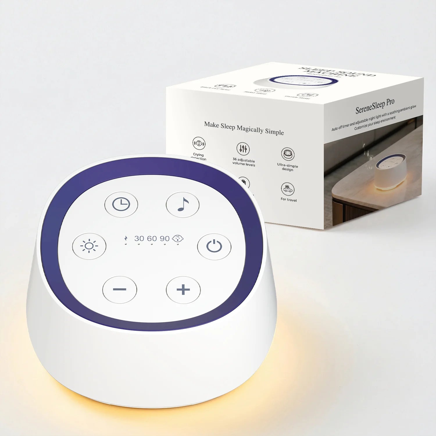 Portable White Noise Machine for Adults 30 Soothing Sounds Night Light Timer Rechargeable Sleep Aid for Meditation Relaxation