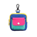 Vibrant Color Block Mini Pouch Multi-Functional Keychain Bag for Earbuds, Coins & Cards Small Storage with Durable Fabric Zipper