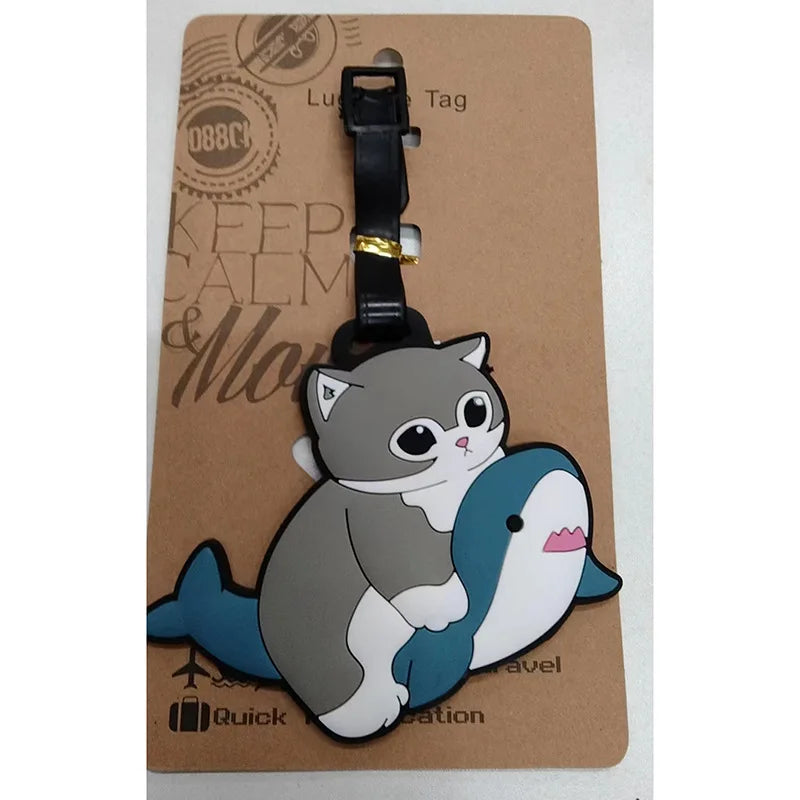 1pc Cute Cartoon Shark Shape Luggage Tag,School Bag Baggage Bag Tag,Airport Station Anti-lost Tag,Travel Accessories