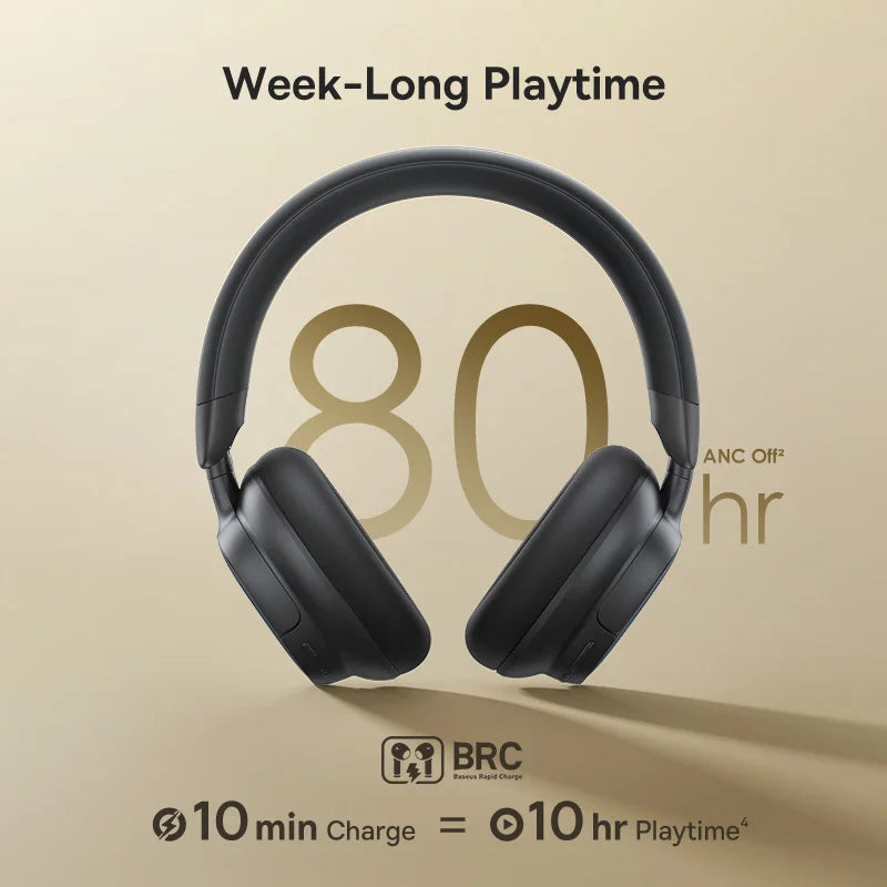 Baseus Bowie MH1 Bluetooth Headphones 48dB Noise Cancellation Hi-res LDAC Over Ear Headset Audio Wireless Earphone Earbuds