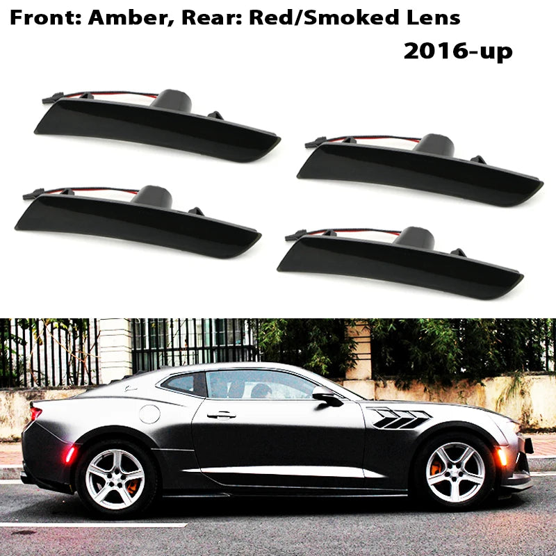 iJDM Amber/Red Front/Rear bumper Full LED Side Marker Light Kit For Chevy Camaro,Replace OEM Turn SignalLights/Driving Lights