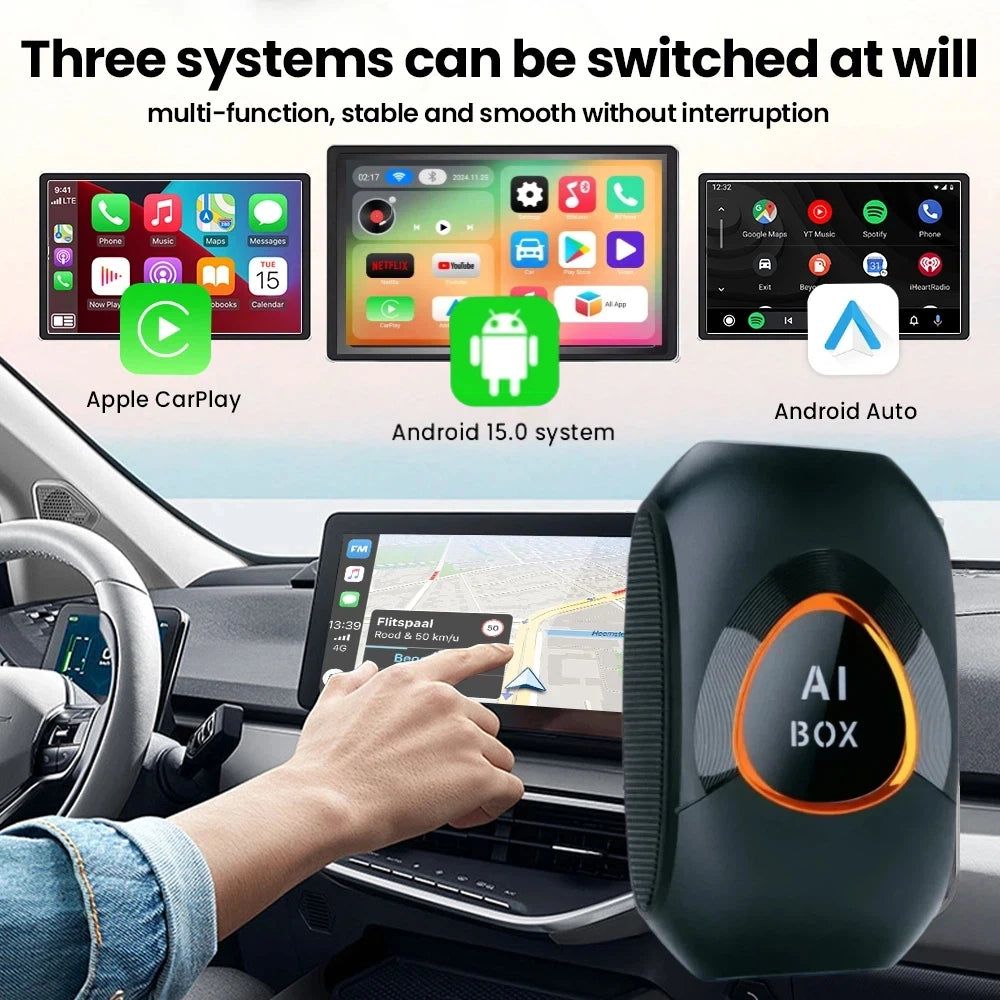 Android 15 Carplay AI Box Wireless Carplay Android Auto Support Netflix Youtube For VW Toyota Mazda Hyundai Ford Haval GMC Audi