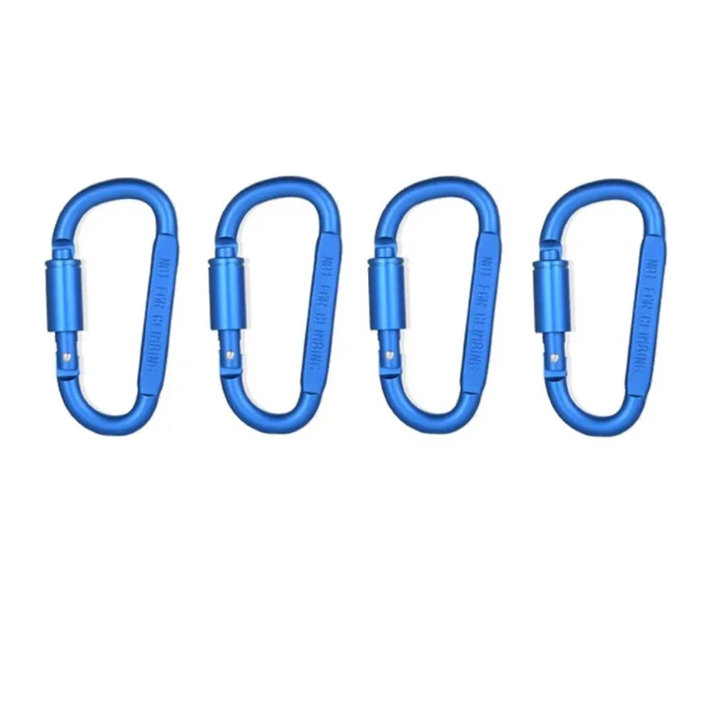 4 Pack D-ring Carabiner Clip Lightweight Aluminum Carabiners With Barrel Locking For Keychain Tactical Bag Backpack