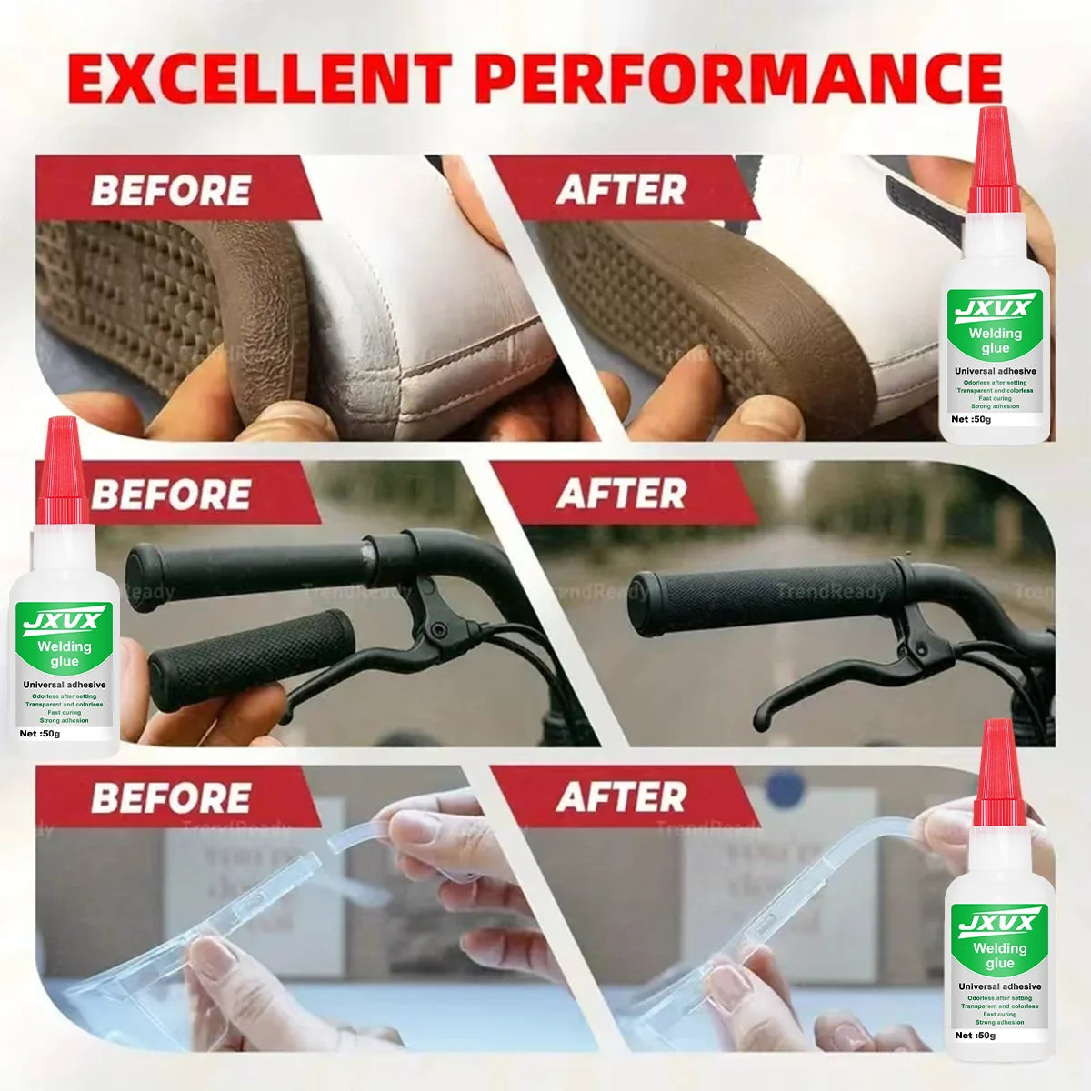 JXVX 50g Super Welding High Strength Oily Glue All-Purpose Liquid Glue extra strong Glue Tool 20g - Fast Drying Clear CA Glue.