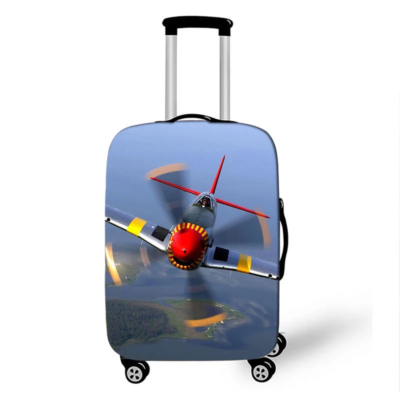 3D Aircraft Travel Suitcase Cover Elastic Fabric Luggage Protective Cover 18-32 Inch Thicken Trolley Case Cover Travel Accessory