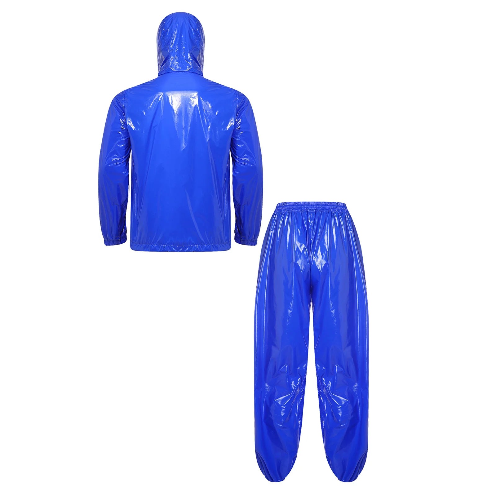 Mens Waterproof Tracksuit Sauna Sweat Outfit Zipper Pocket Hoodie Sweatshirt Windbreaker And Jogging Pants Rainwear Sportswear