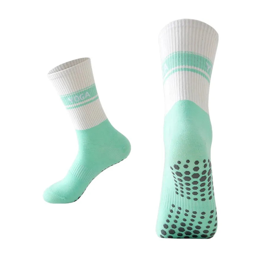 2 Pairs Professional Yoga Socks,  Cotton Strapping Silicone Anti-Slip Pilates Fitness Dance Floor Socks