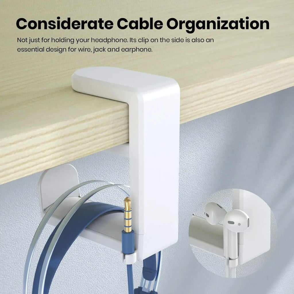 Drilling Free Installation Headset Desk Hook Adjustable Earphone Clip Non Slip Gaming Headset Holder Stand for Office Travel