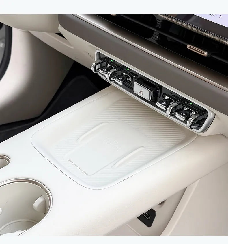 For ORA 5 2026 GWM Car Central Control Button Silicone Pad Armrest Box Cover Water Cup Slot Interior Accessories Set White Grey