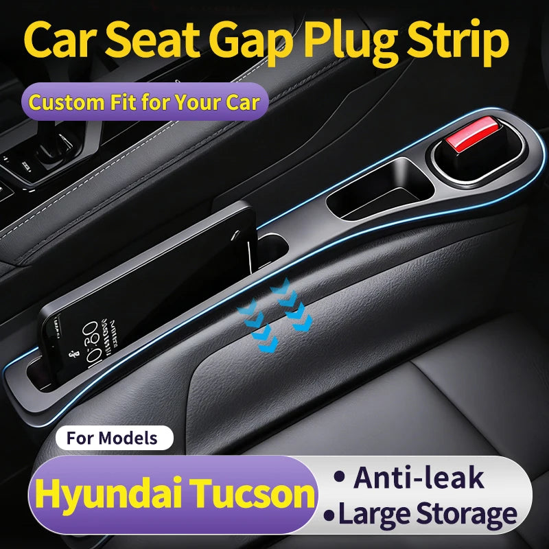 Fit for  Hyundai Tucson，Special Car Seat Gap Filler, 2Pcs Leak Proof Strip, Storage Organizer for Phone & Key, Perfect Fit