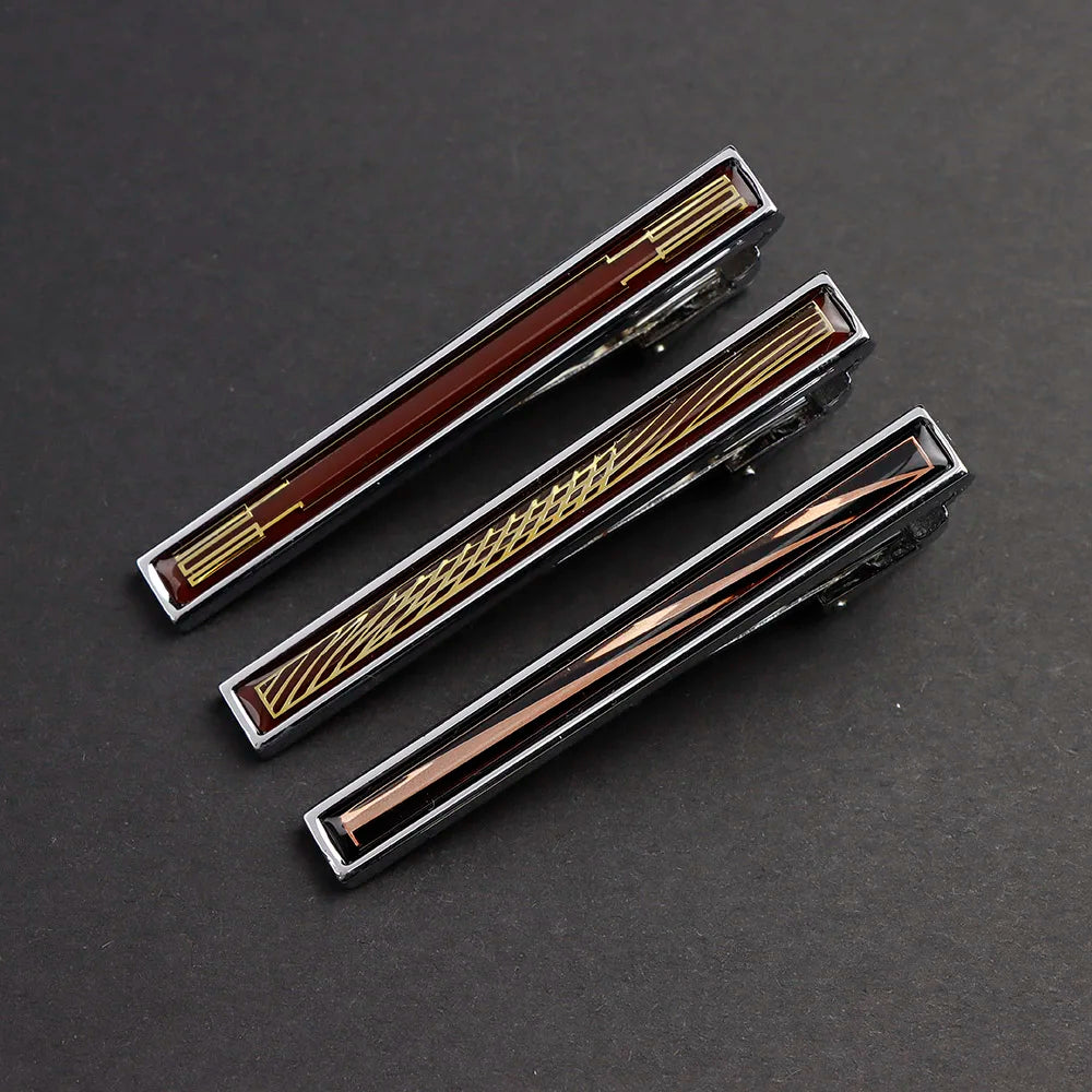 New High Quanlity Classic Golden Sliver 6cm Designer Metal Tie Clips Set Necktie Pin For Men Business Banquet Accessories Gift