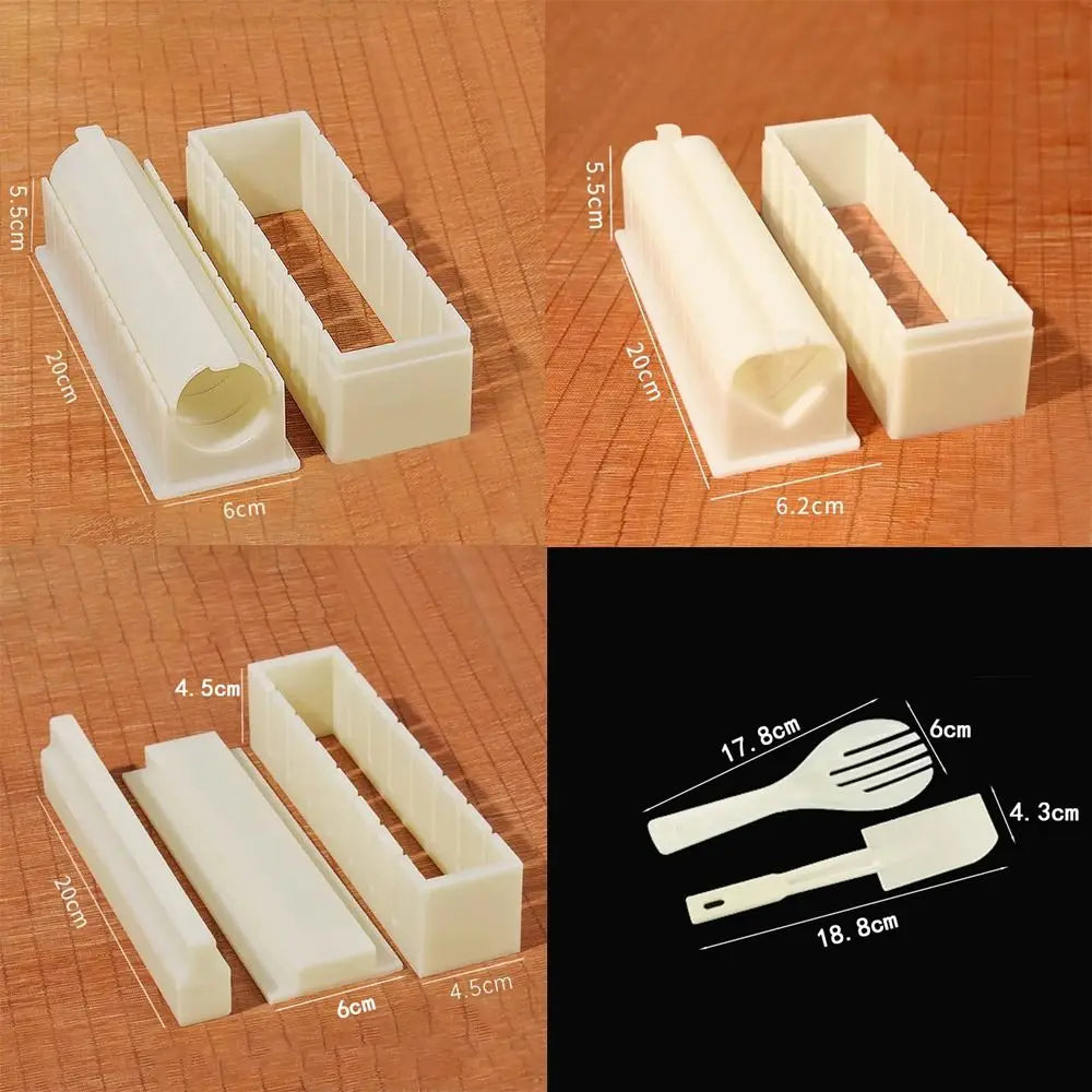 3pcs/set Cake Roll Mold Sushi Maker Equipment Kit Plastic Kimbap Sushi Rolls Mold Round Square Heart-shaped Sushi Making Tools