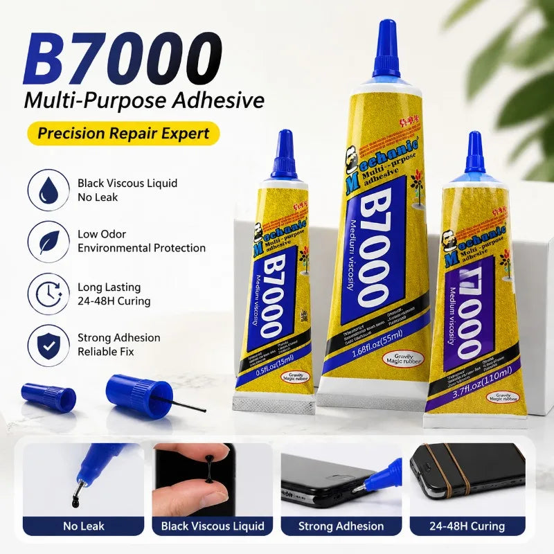 T7000 Black Multi-purpose Adhesive Glue 110ml Mechanic Medium Viscosity for Phone Repair Fabric Leather Crafts