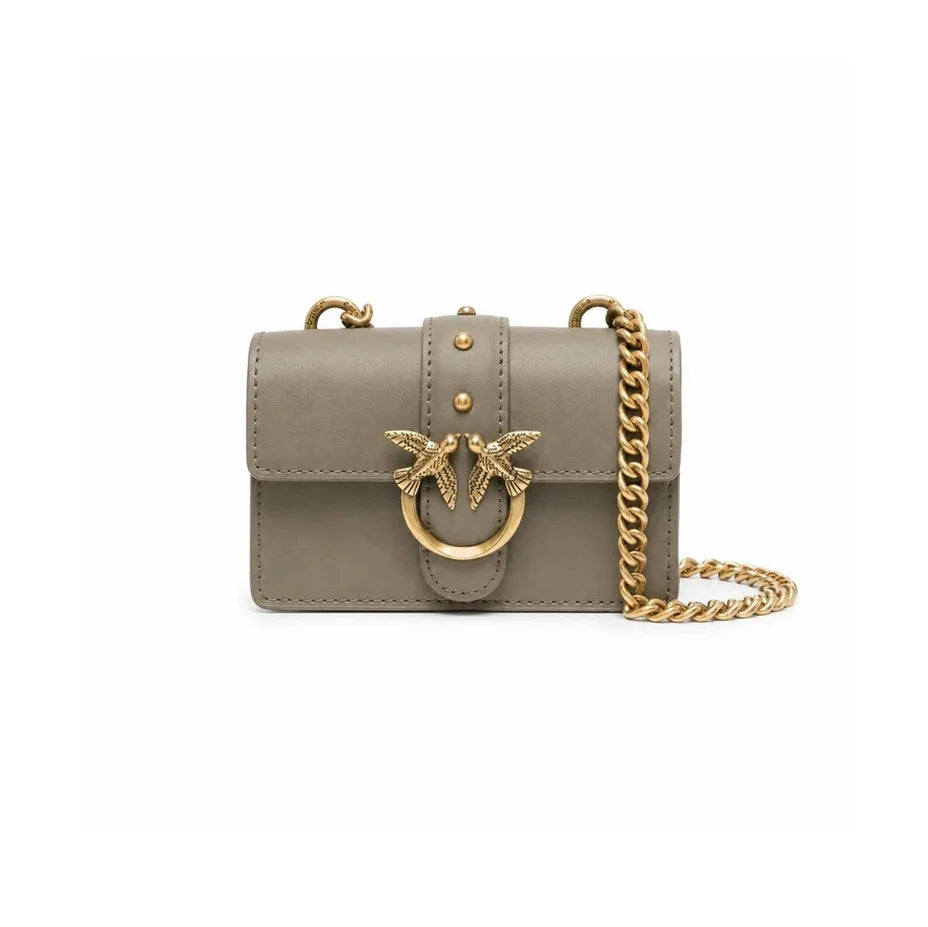 New Arrivalpinko Same Style Genuine Leather Super Mini Chain Small Square Lipstick Key Bag Swallow Bag Women's Handbag
