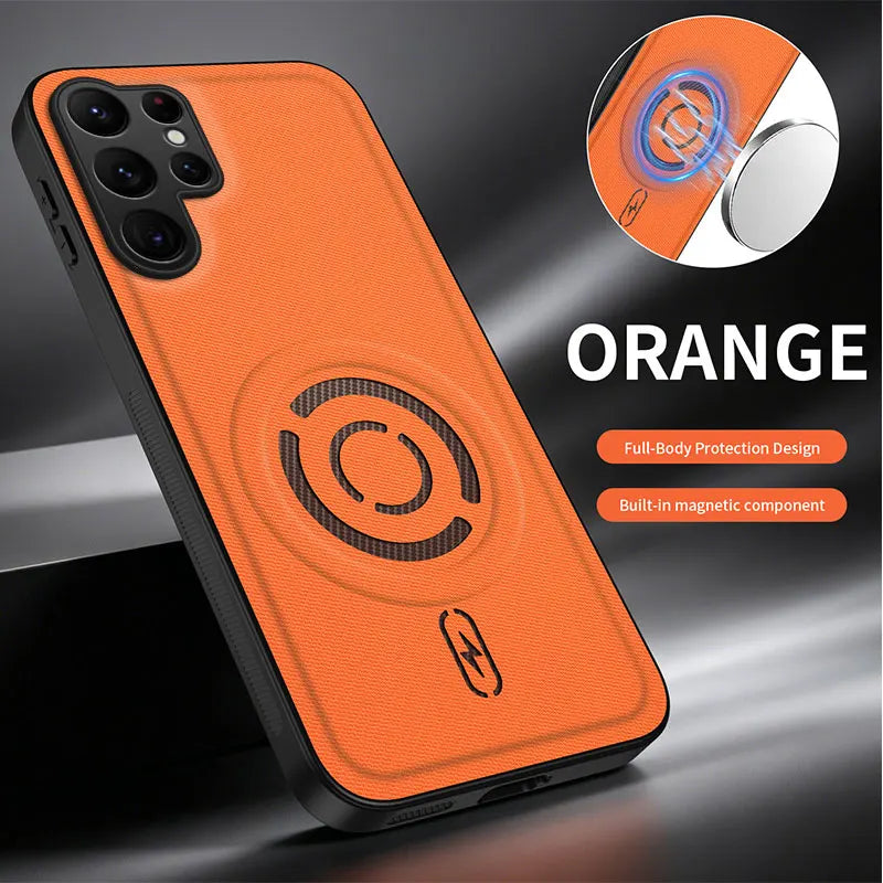 For Magsafe Magnetic Solid Color Soft TPU Frame + PC PU Leather Phone Case For Samsung S26 S24 S25 Ultra Plus FE A57 A56 A55 A54