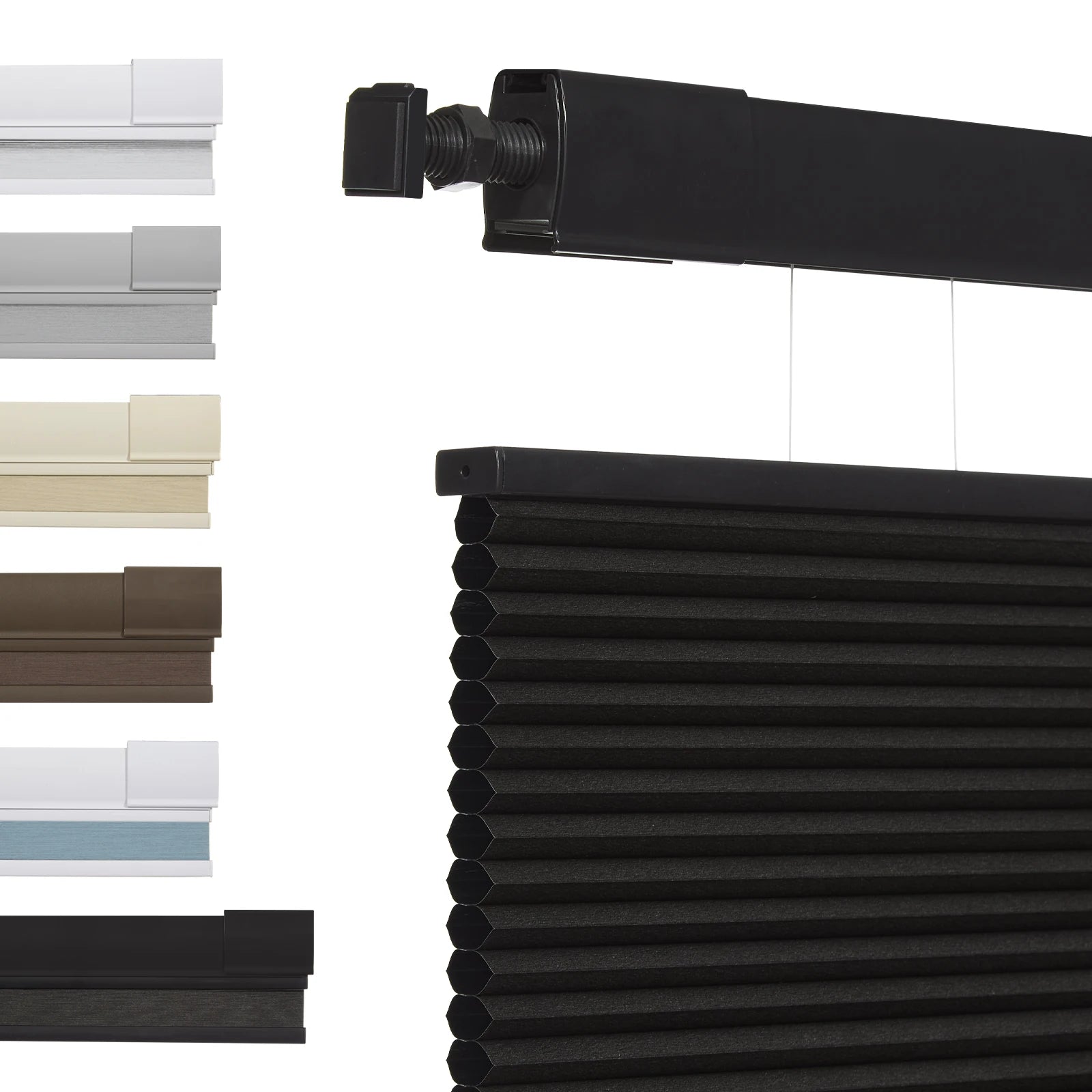 No Tools No Drill Top Down Bottom Up Honeycomb Blinds for Windows, 1" Cell Fabric Cordless Thermal Insulated Noise Reduction