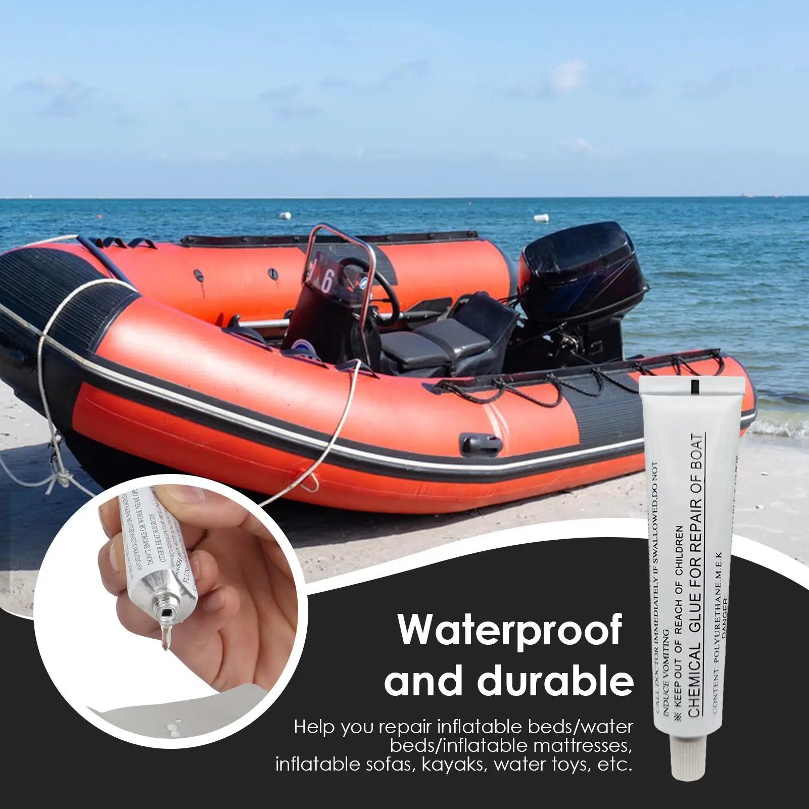 30ml PVC Repair Glue for Boat Strong Adhesive Repair Tool PVC Glue for Inflatable Boat for Kayak Paddle Boat Inflatable Boat