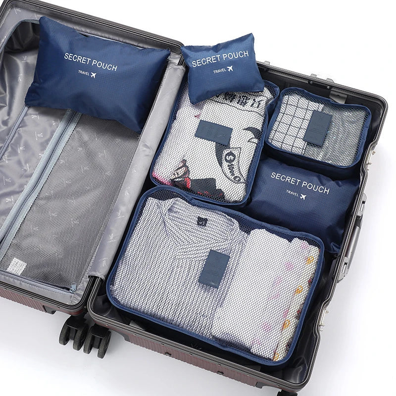 Waterproof luggage Clothing Underwear Storage Bag With Zipper Travel Storage Bag With large Capacity of 6 Pieces/set