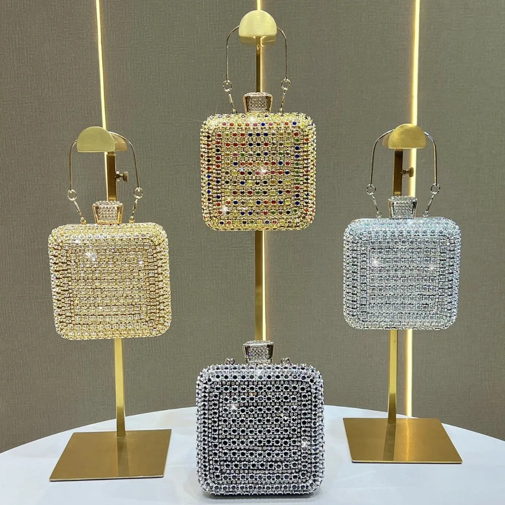 New light luxury diamond clutch  party  shiny women's handbag dress evening bag celebrity dinner bag