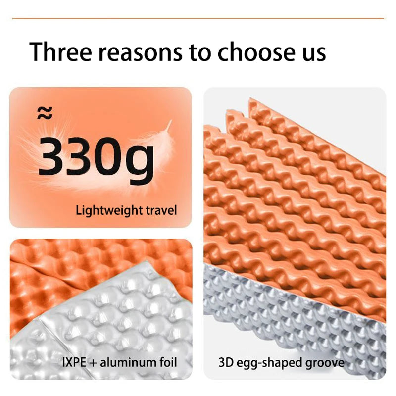 IXPE Aluminum Film Egg Nest Mat Foldable Waterproof Camping Mat for 1-2 Person Hiking Travel Backpacking Widen Tent Sleeping Pad
