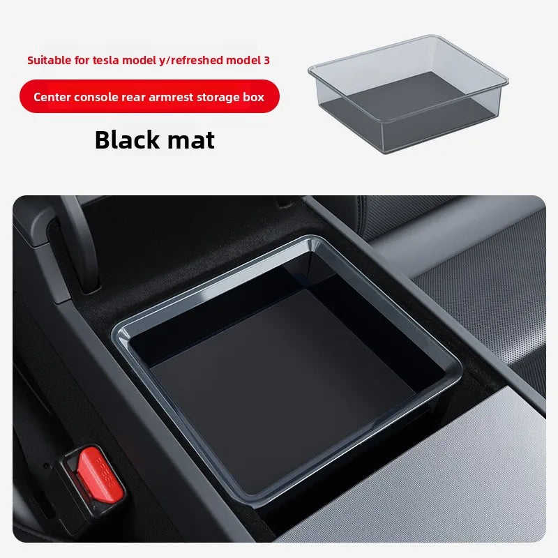 For Tesla Model Y / New Model 3 Highland Center Console Armrest Hidden Storage Box ABS Organizer Tray Accessories
