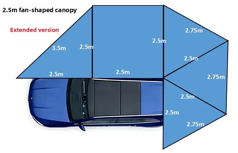Canvas Car Awning Waterproof Heavy Duty 4x4 Camping SUV Trailer Side Aluminum Pole Sun Shelter for Overland Travel
