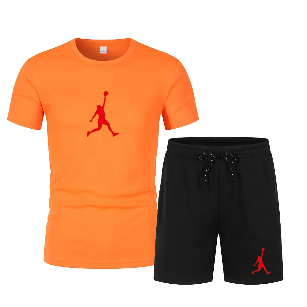 2026 Summer Fashion Printed Men's Shorts Set Two Piece Set, Men's Quick Drying Breathable Sports Set Short Sleeve T-shirt Set Me
