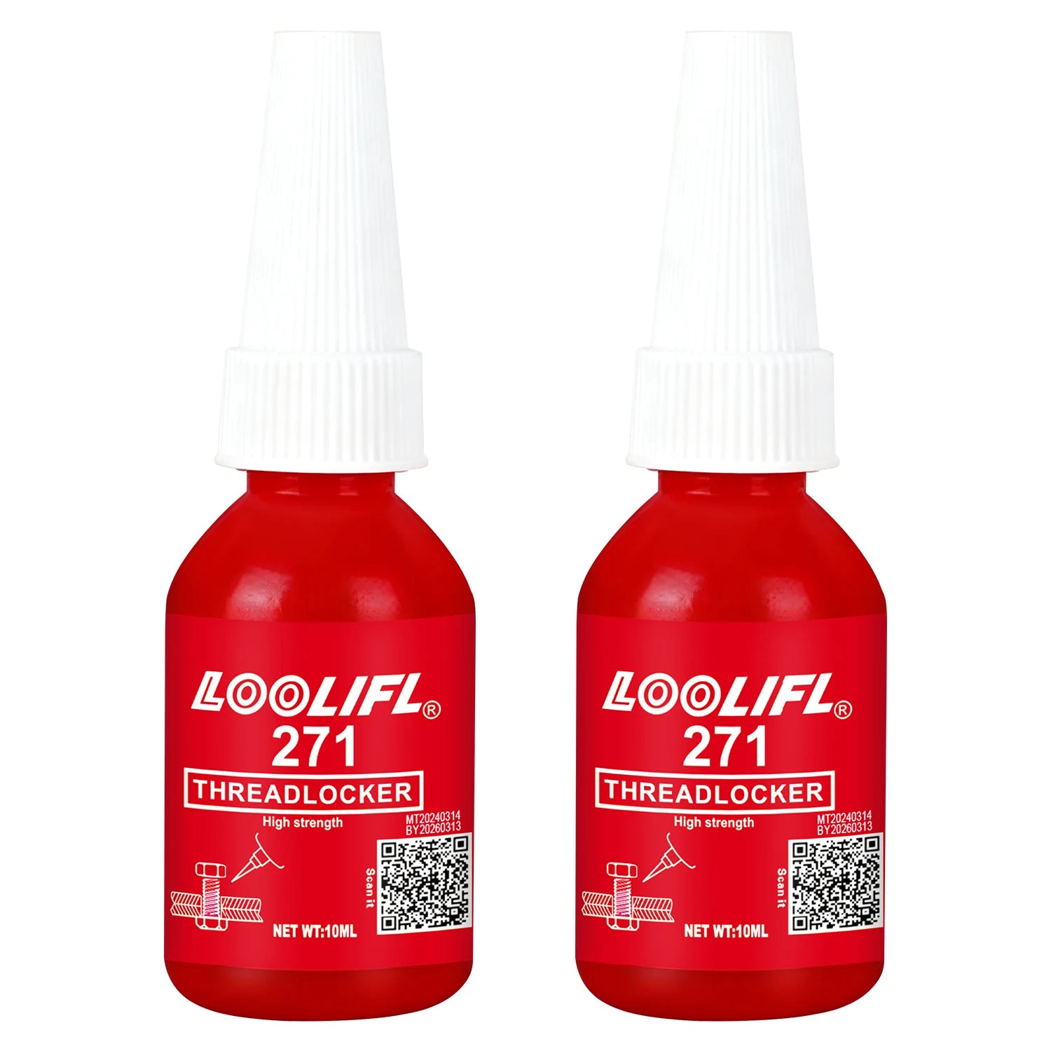 High Strength 271 Thread Locker Adhesive Anti Vibration Anti Impact Screw Lock Glue Heat Resistant Metal Bolt Nut Fastening 10ml