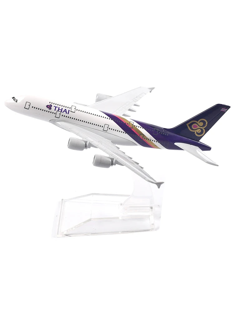 JASON TUTU 16cm Thai Airways Airbus A380 Airways Airplane Model Plane Diecast Metal 1/400 Scale Planes