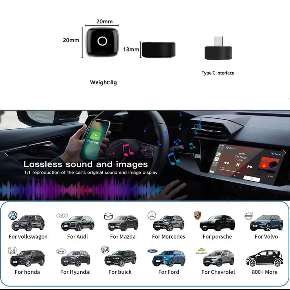 Skilldrive 2026 2 in 1 Ultra Mini Wireless CarPlay Adapter Android Auto AI Smart Box Intelligent Systems for Wired CarPlay Car