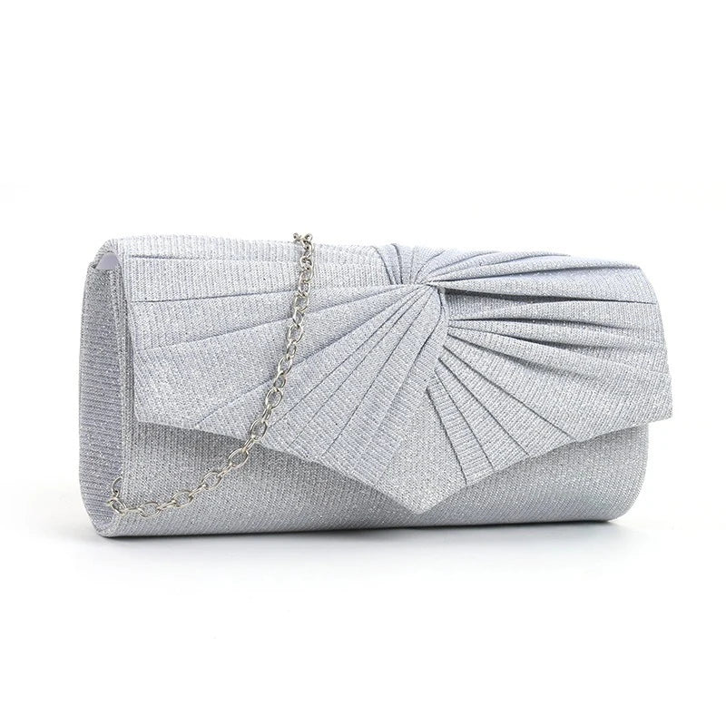 Crossbody Dinner Bag, Pleated and Patterned Women's Bag, Solid-color Clutch Clutch, Chain Evening Makeup Bag