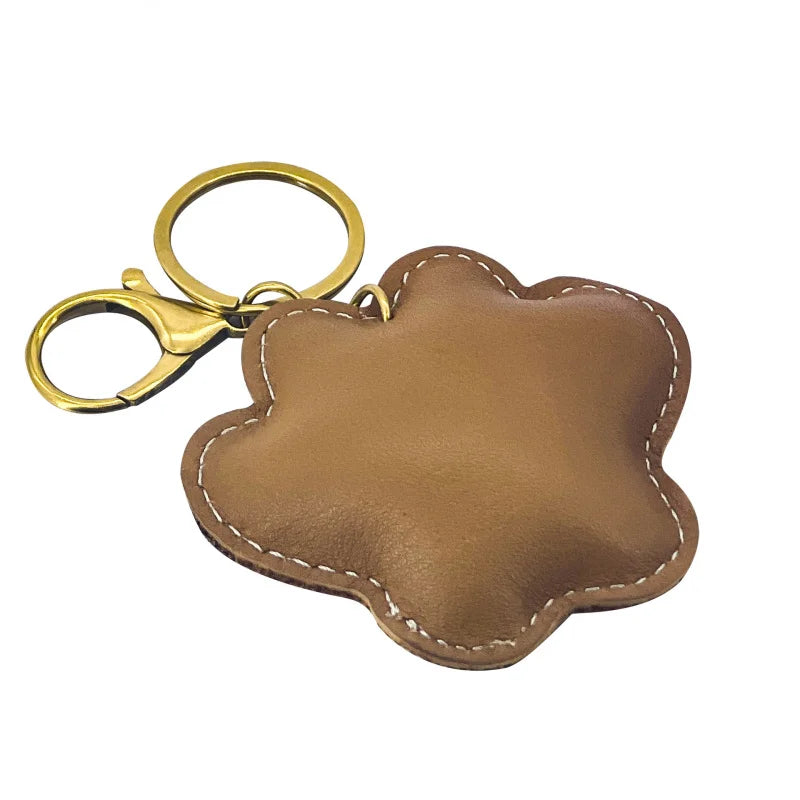New Cute Cat Paw Key Ring Cow Leather Handbag Pendant Trendy Luggage Bag Accessories cat Footprint For Women and Men