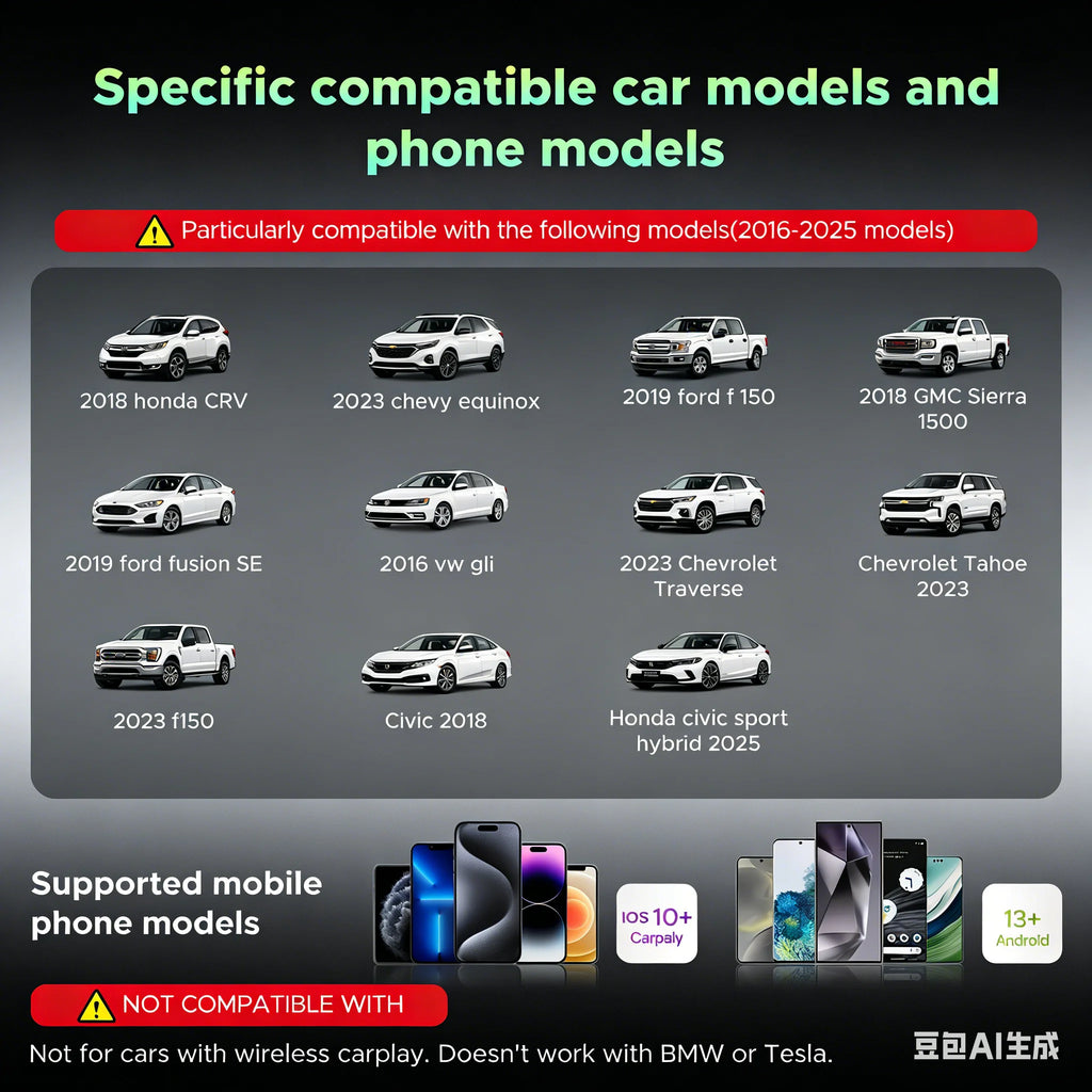CarRocket Wireless CarPlay AI Box For Factory Wired CarPlay Cars Android 15.0 Android Auto Dual Band WiFi Bluetooth 5.2 Auto Con