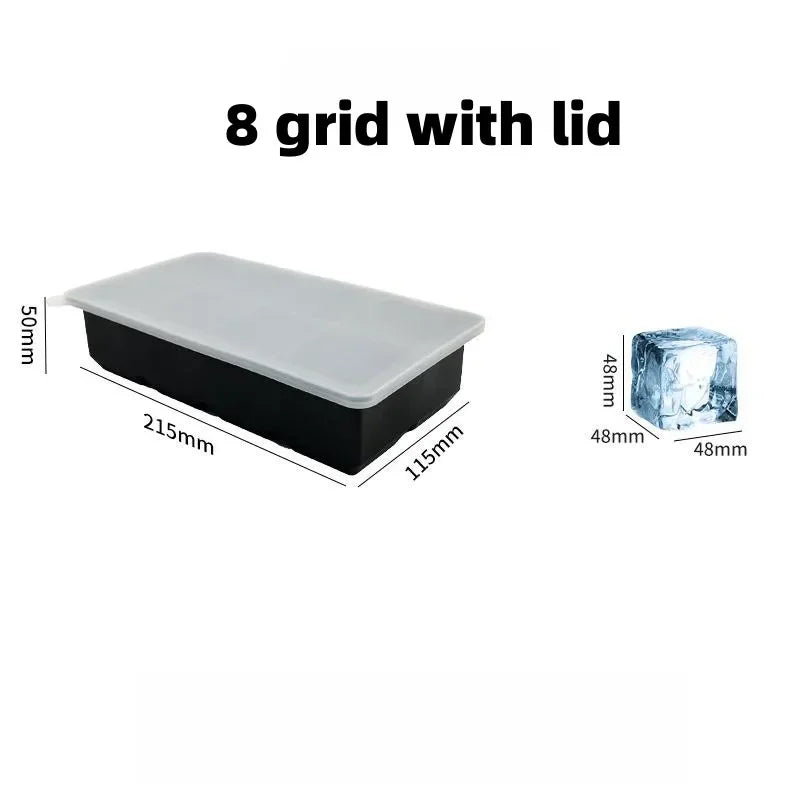 4/6/8/15 Grid Big Ice Tray Mold Giant Jumbo Large Food Grade Silicone Ice Cube Square Tray Mold DIY Ice Maker Ice Cube Tray